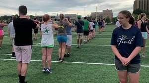Each season, our student leadership team consisting of junior and senior members known as the "Core Band" returns to campus prior to band camp for special training sessions. Core Band members learning valuable teaching techniques, rehearse audition music, and work on developing goals for the season. Without their dedication and enthusiasm, this band would not operate! (Music: John De Sohn/"Forever Young") | University of Notre Dame Band
