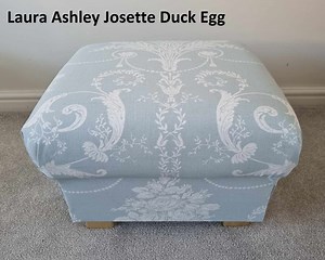 Laura Ashley Austen Natural Fabric Storage Footstool: Handcrafted Pouffe Josette Duck Egg Grey - Etsy UK