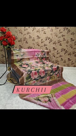 HAND PAINT ON CHECK ZARI TUSSAR SAREE WITH BLOUSE. PRICE - 5399/- Free shipping To book whatsapp @ 9432166541 #sareefashion #tussarsilk #puretussarsilksarees #sareestyle | Kurchii Boutique