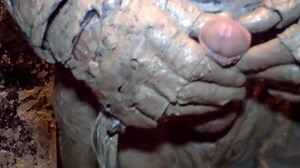 leathergays playing in mud, muddy leather bulge