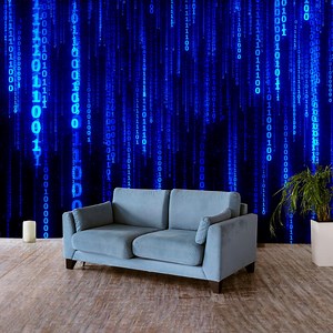 Matrix Blue Code Wallpaper Peel and Stick Playroom Decor Cyber Wall Mural Computer Art Removable Science Office Room Print Futuristic Gift - Etsy