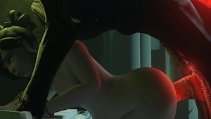 Alien has a passion for pussy fucking