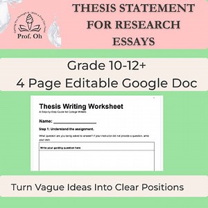 Thesis Statement for Research Essays, Prompts, Checklist, Reflections, Questions