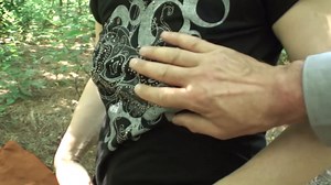 Very hairy granny fucking strangers dick in the woods