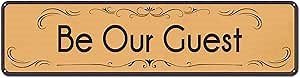 Be Our Guest Tin Wall Hanging - Cute Be Our Guest Sign for Dining Room or Guest Room, 4" x 16"