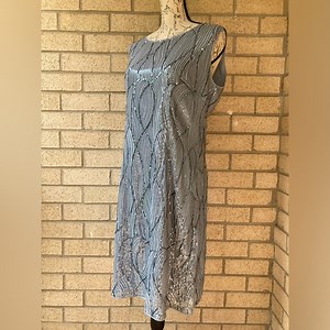 Grace Karin Dusty Blue Full Sequin Wavy Water Patterned Sparkle Dress