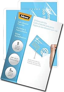 Fellowes Self-Adhesive Pouches, Business Card Size, 5 Mil, 5 Pack (5220101)