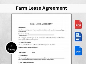 Farm Land Lease Agreement Template | Printable Agricultural Lease Contract (word, Google Docs, PDF) - Etsy UK