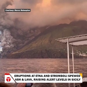 5.8K views · 64 reactions | Witness the dramatic eruptions of Mount Etna and Stromboli in Italy! Intense volcanic activity has raised alert levels and forced the temporary shutdown of Catania Airport. #etribune #VolcanoEruption #MountEtna #Stromboli #ItalyVolcano #CataniaAirport | Express Tribune | Facebook