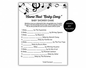 Name That Song Baby Trivia, Name That Baby Song, Baby Shower Game, Simple Black and White Gender Neutral Printable, Instant Download - Etsy