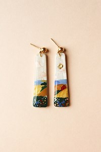 Hand Painted Landscape Polymer Clay Earrings, Midwest Harvest Fields - Etsy