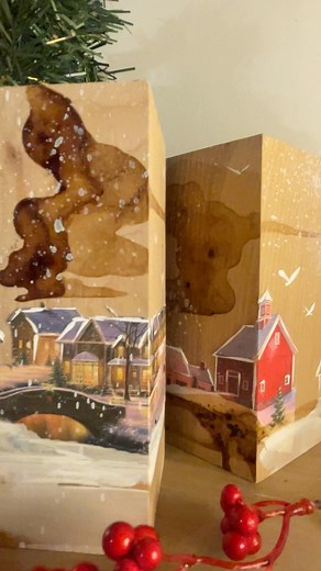 Un p’tit village sur table de noel!! # #coffeetime #upcycling #artistepeintre # | KAF artiste peintre