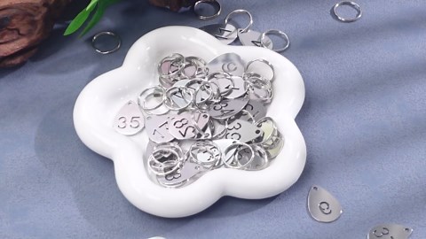 50 Pcs Hollowed Stainless Steel Number Tags Metal Numbered Key Number Labels Coat Check ID Tags with Key Rings Chain for Backpack Hooks Dormitory Keys House Lockers