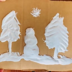 SNOWY SCENE PUFFY PAINT ❄️ ages 3 ❄️ Here’s a simple and beautiful way to create a winter wonderland that’s frame-worthy! Full details >> https://www.raisingdragons.com/snowy-scene-puffy-paint-art/ | Raising Dragons - Activities For Kids