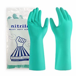 Industrial Gloves Manufacturers Long Sleeve Flocklined Nitrile Chemical Resistant Gloves
