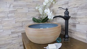 BWE Matte Black Vessel Sink Faucet Waterfall Single Hole Handle with Pop Up Drain Stopper Assembly and Supply Hose Bathroom Faucet Vanity Lavatory Mixer Tap Tall Body