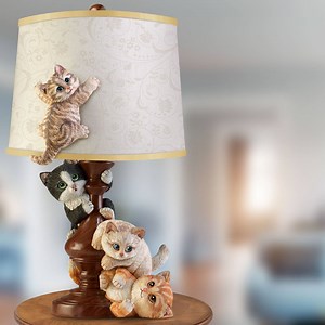 Illuminate your love for cats with this charming table lamp showcasing four playful kittens. Shop Now! http://bit.ly/2Fb5tzI | The Bradford Exchange
