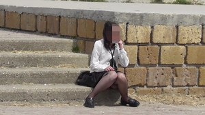 Stepsister Caught! Masturbating on Public Seaside Promenade - Strangers Watching!