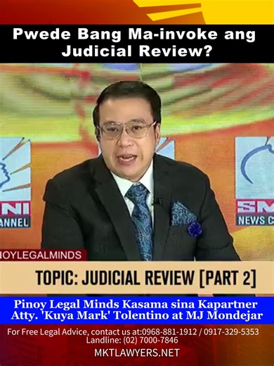 Pwede Bang Ma-invoke ang Judicial Review? Pinoy Legal Minds Kasama sina Kapartner Atty. 'Kuya Mark' Tolentino at MJ Mondejar | August 16, 2025 Topic: Judicial Review (Part 2) 🌐 Visit us at: www.mktlawyers.net 📞 For Free Legal Advice, contact us at: 📱 0968-881-1912 / 0917-329-5353 ☎️ Landline: (02) 7000-7846 #PinoyLegalMinds | Atty. Mark Tolentino