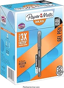 Paper Mate InkJoy Gel Pens Medium Point (0.7mm) Capped, 36 Count, Black (2034486)