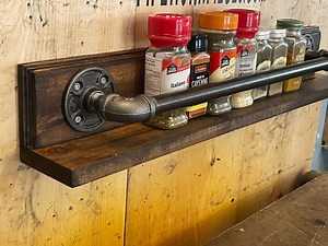 Industrial Pipe Spice Rack - Wall Mountable, Rustic Home Decor - Etsy