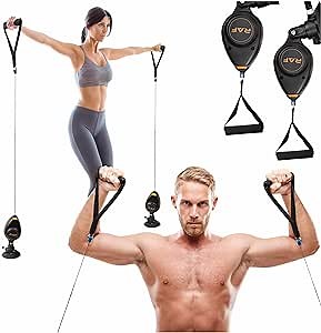 RAF Home Gym Pulley Cable System with Door Anchor for Men and Women | Full Body Workout Fitness Resistance Training Exercise Portable Cardio Durability Trainer Weight Biceps Triceps