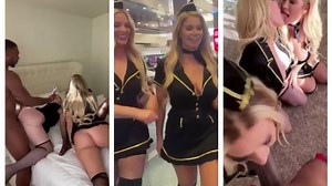 Karmen Karma 3 Blondes Air Hostes Sharing a BBC