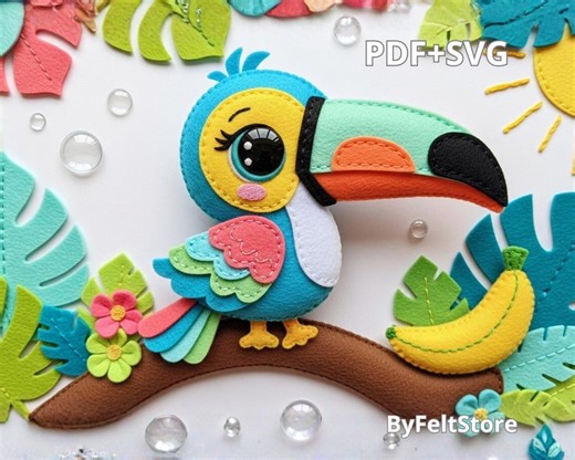 Felt Toucan Sewing Pattern PDF, DIY Tropical Bird Felt Template, Nursery Wall Decor, Jungle Baby Shower Decoration, Hand Sewing Project SVG - Etsy