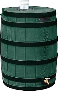 Rain Wizard 50 Gallon Rain Barrel with Darkened Ribs - Green