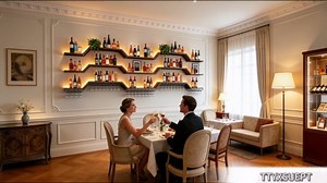39.4in Modern Wall Bar Shelves With Wine Rack,Wine Rack Wall Mounted Led Lights,3-Tier Wave Design Wrought Iron Floating Bar Shelf,Liquor Bar Home Bar Dining Room Cafe Decorative (Black, 39.4in/100cm)