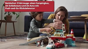 LEGO 10948 DUPLO Parkhaus mit Autowaschanlage mit Spielzeugauto, Wohnmobil und Rennauto, Garagen-Spielzeug inkl. 4 Figuren, für Kleinkinder, Mädchen und Jungen ab 2 Jahre