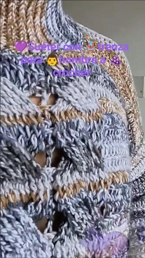 💜Crochet sweater with 🪢braid for 👨men 🍇