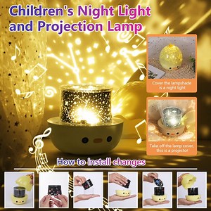 [Hot Item] 360 Rotating Rainbow Star Projector Night Light with Crown Duck