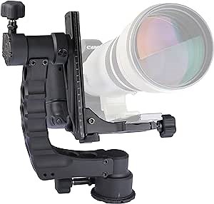 Gimbal Head for Telephoto Lenses by ProMediaGear: Camera Accessory for Outdoor and Wildlife Photography, CNC Precision Machined Parts, Smooth Panning, Lightweight Aluminum, Scratch Resistant Finish