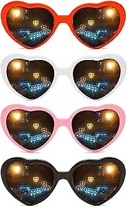 Heart Effect Diffraction Glasses - 3D Light Effects for Girls & Women - Perfect for Parties & Halloween