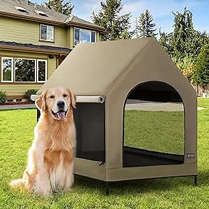 Amazon.com: BRIAN & DANY 48" Extra Large Elevated Dog Bed with Canopy, Durable 1680D Oxford Fabric Outdoor Dog Cot with Extra Carrying Bag, Brown : Everything Else