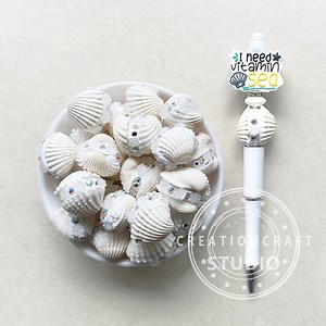 Natural Sea Shell Polymer Clay Rhinestone Fancy Beads, Beach Shell Beads,pen Focals - Etsy