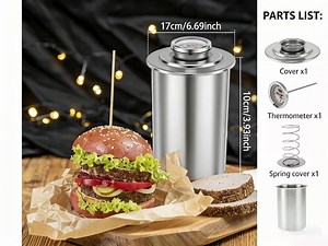 mfyjkho Stainless Steel Meat Press Maker with Thermometer for Homemade Lunch Meat Press, Large Capacity Ham Press Maker Round Shape Deli Meat Press Holds 1-1.5kg kitchen tools