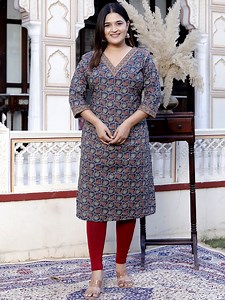Buy Jevi Prints Women Ethnic Motifs Printed Indie Prints Cotton Kurta -  - Apparel for Women