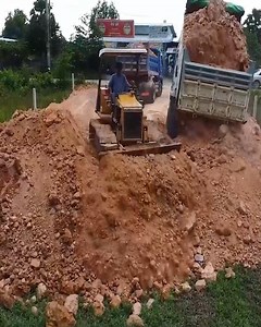 Project Complete!!! Making a House Foundation: Mitsubishi BD2F Mini Bulldozer Spreads Soil And Dump Truck Pours Soil | Bulldozer Operator