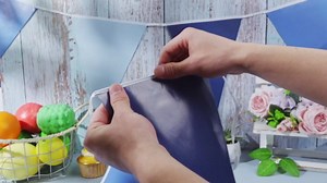 5 Pcs Blue Pennant Banner Flags 49ft Solid String Triangle Flags Party Supplies Pennant Garland Triangle Banner Hanging DIY Bunting Flag for Wedding Baby Shower BBQ Birthday Party