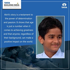 Akrit Jaswal's remarkable achievement at a young age is a testament to the immense potential that lies within the youth of our country. It is important for us to nurture and support the talents and interests of our youth, as they have the potential to create a positive change in the world. The #TBI school essay competition is a platform that encourages students to express their ideas and passions through writing. Invite your school to #TBI and let children be the change of tomorrow. To know more