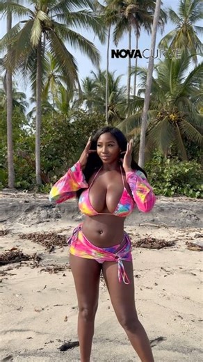 Ellie Ensley on Instagram: "Long walk on the beach? @FashionNovaCurve Outfit: Lilianna 4 Piece Bikini Set- Multi Color"
