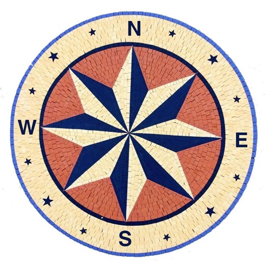 Handmade Compass Rose Marble Mosaic – Pool Patio Floor Medallion – Luxury Outdoor Tile for Terrace or Villa Entrance – Nautical Mosaic Inlay - Etsy Australia