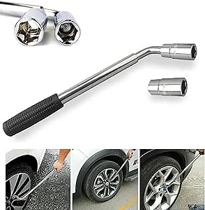 Telescoping Wheel Lug Nut Wrench Kit 17/19/21/23MM Sockets Brace Extendable Car Tire Iron Garage Tools