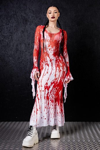 Carrie Halloween Dress - Sexy Killer Mesh Maxi Dress - Scary Halloween Costume - Etsy