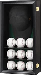 KCRasan Baseball and Baseball Hat Display Case - Baseball Cap Display Case - Baseball Cap Shadow Box Wall Cabinet with Lockable 98% Uv Protection for Collection Autographed Baseball Hat Black