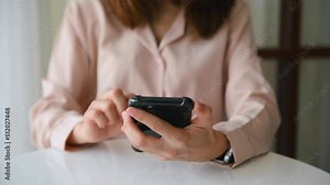 businesswoman hand using smart phone, tablet payments and holding credit card online shopping, omni channel, digital tablet docking keyboard computer at office