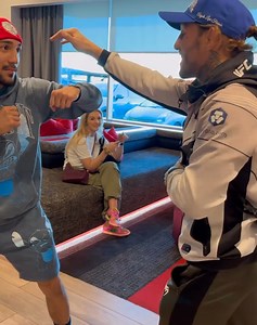 WBO Jr Welterweight Champion Teofimo Lopez giving UFC fighter Blake Bilder some Boxing pointers. | GYGB