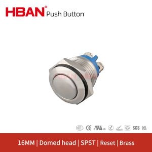 [Hot Item] China Manufacturer Normally Open Nickel Plated Brass 16mm Push Button IP65